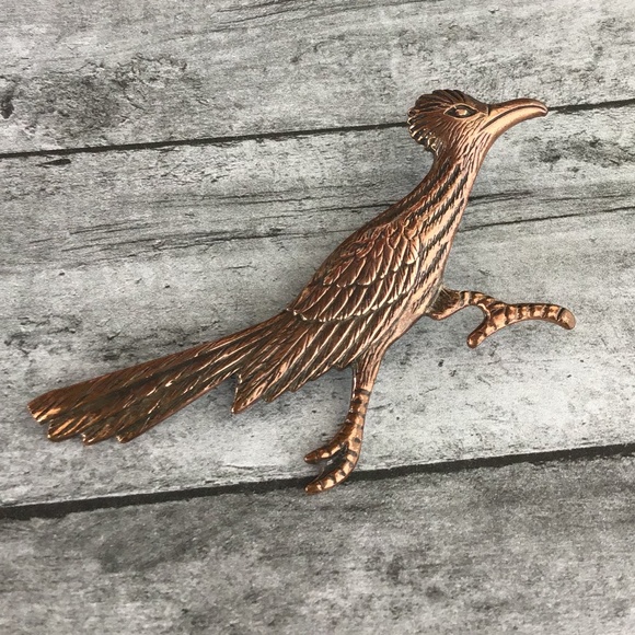 Vintage Copper Roadrunner Bird Pin Brooch - Picture 4 of 11